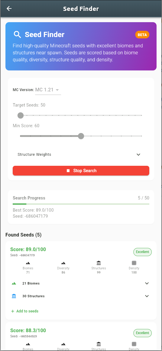 SeedMap SeedFinder Beta